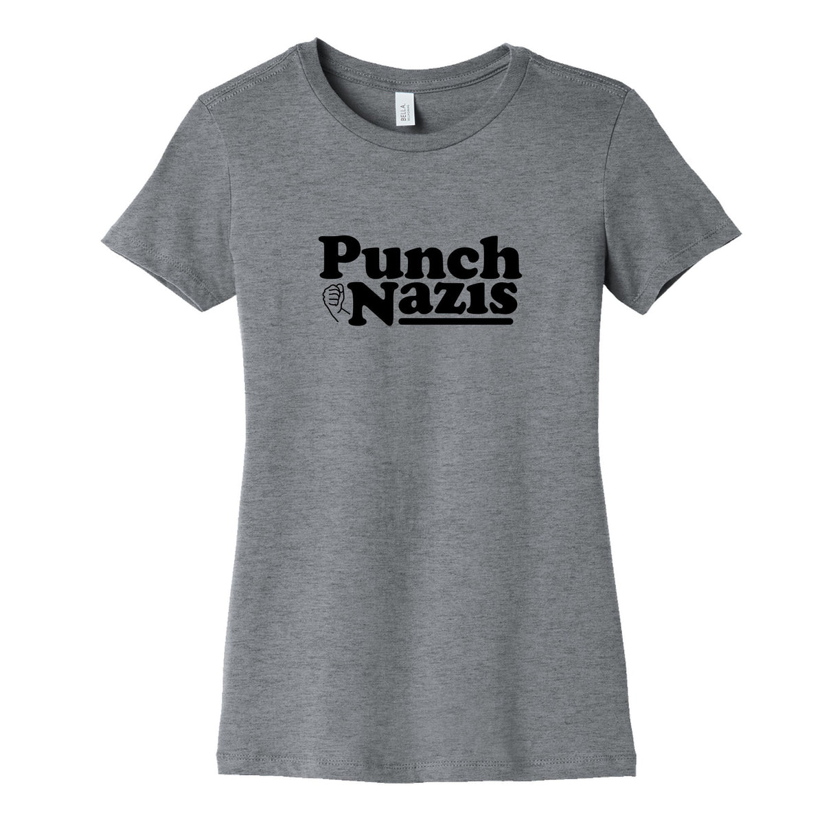 Punch Nazis Black Text Womens Cotton Tee Unisex