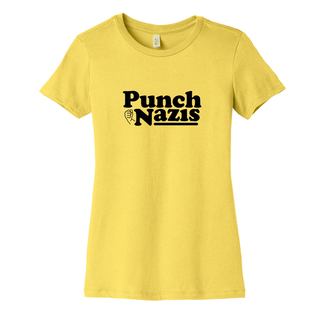 Punch Nazis Black Text Womens Cotton Tee Unisex