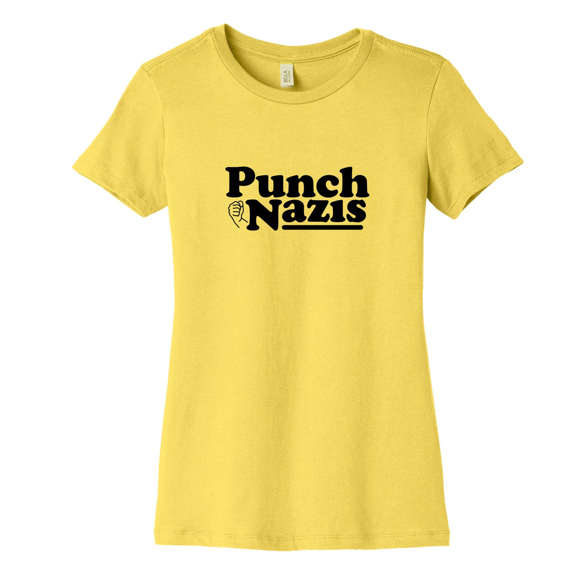Punch Nazis Black Text Womens Cotton Tee Unisex