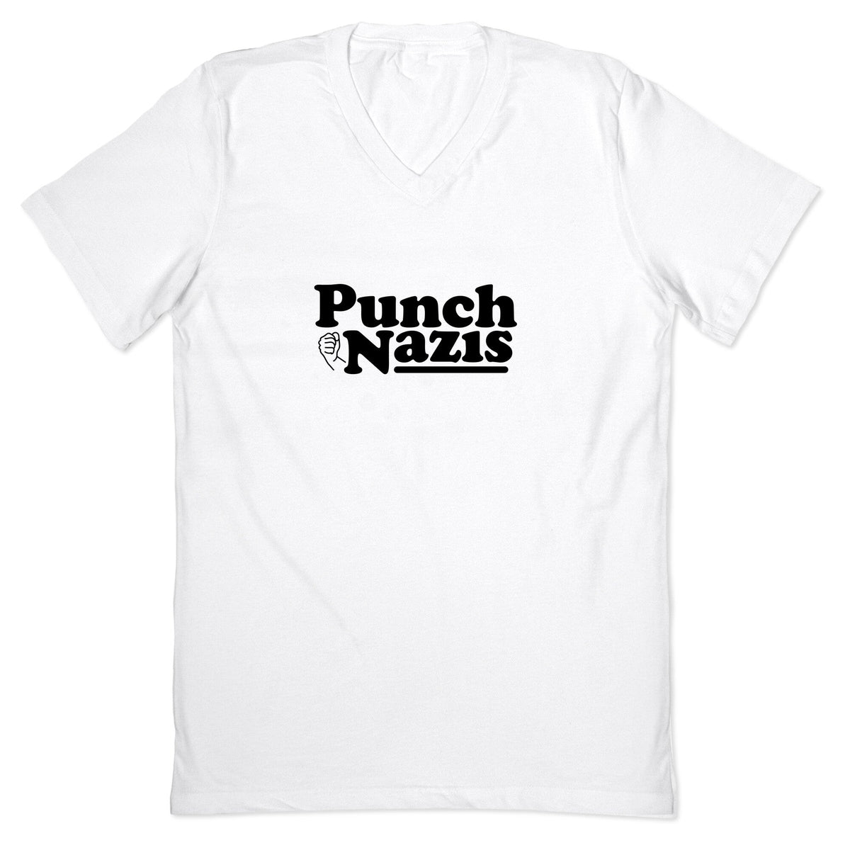 Punch Nazis Black Text V-Neck Unisex