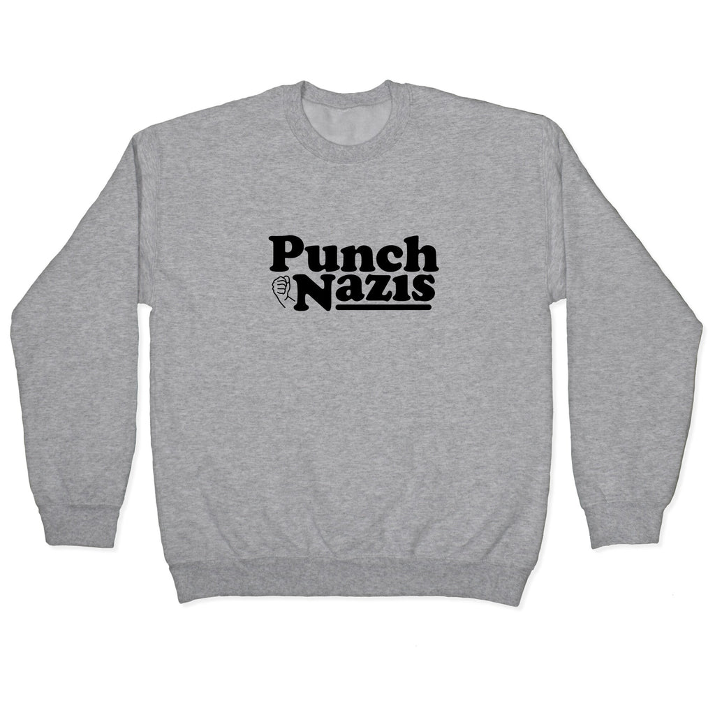 Punch Nazis Black Text Crewneck Unisex