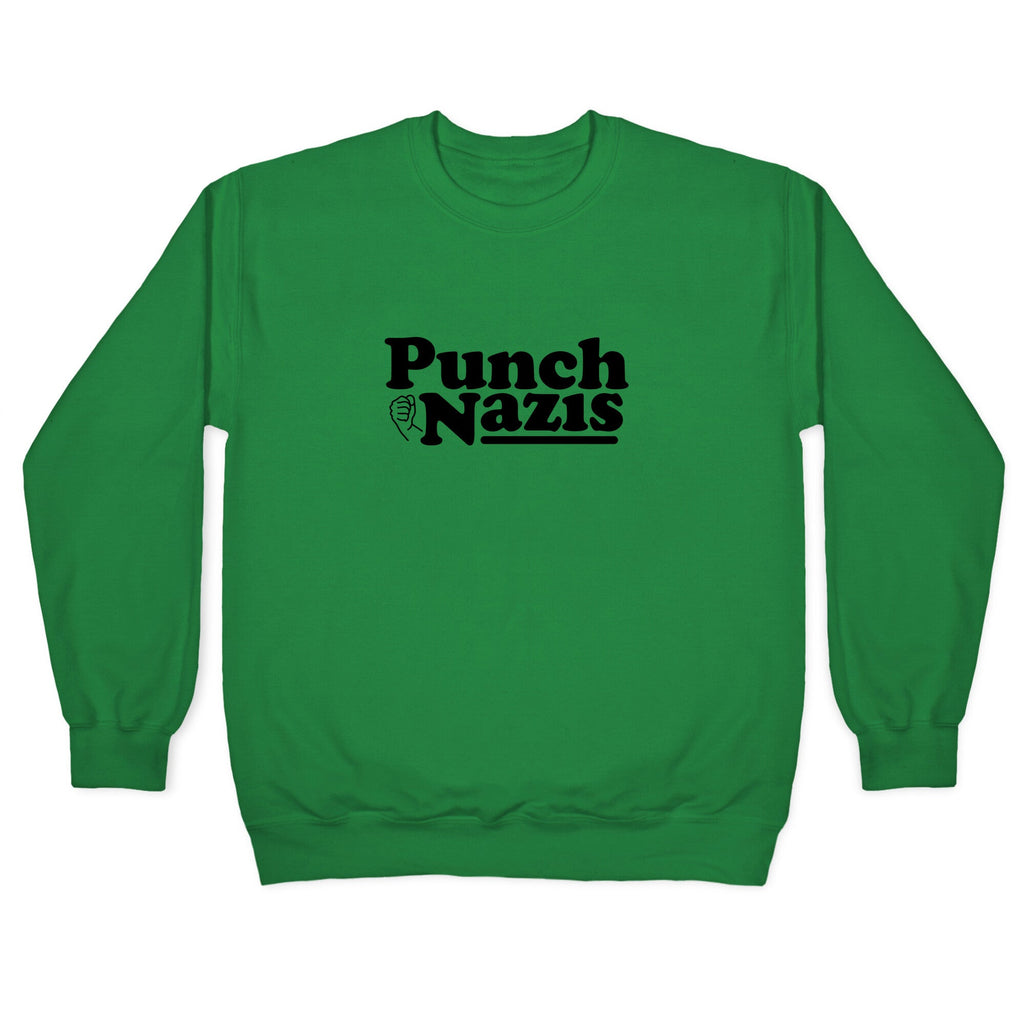 Punch Nazis Black Text Crewneck Unisex