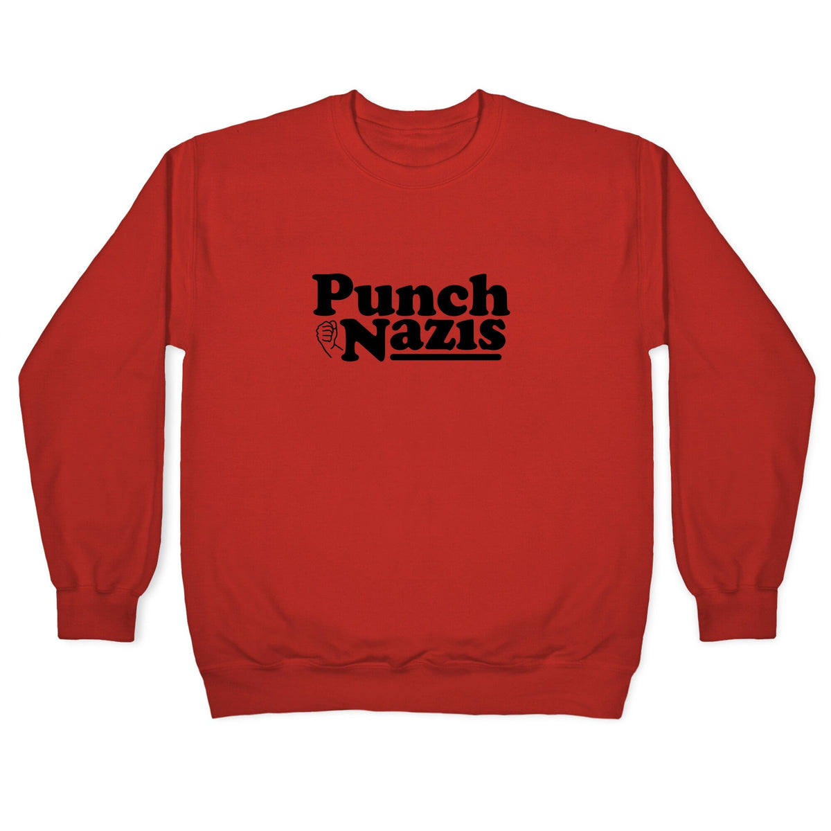Punch Nazis Black Text Crewneck Unisex