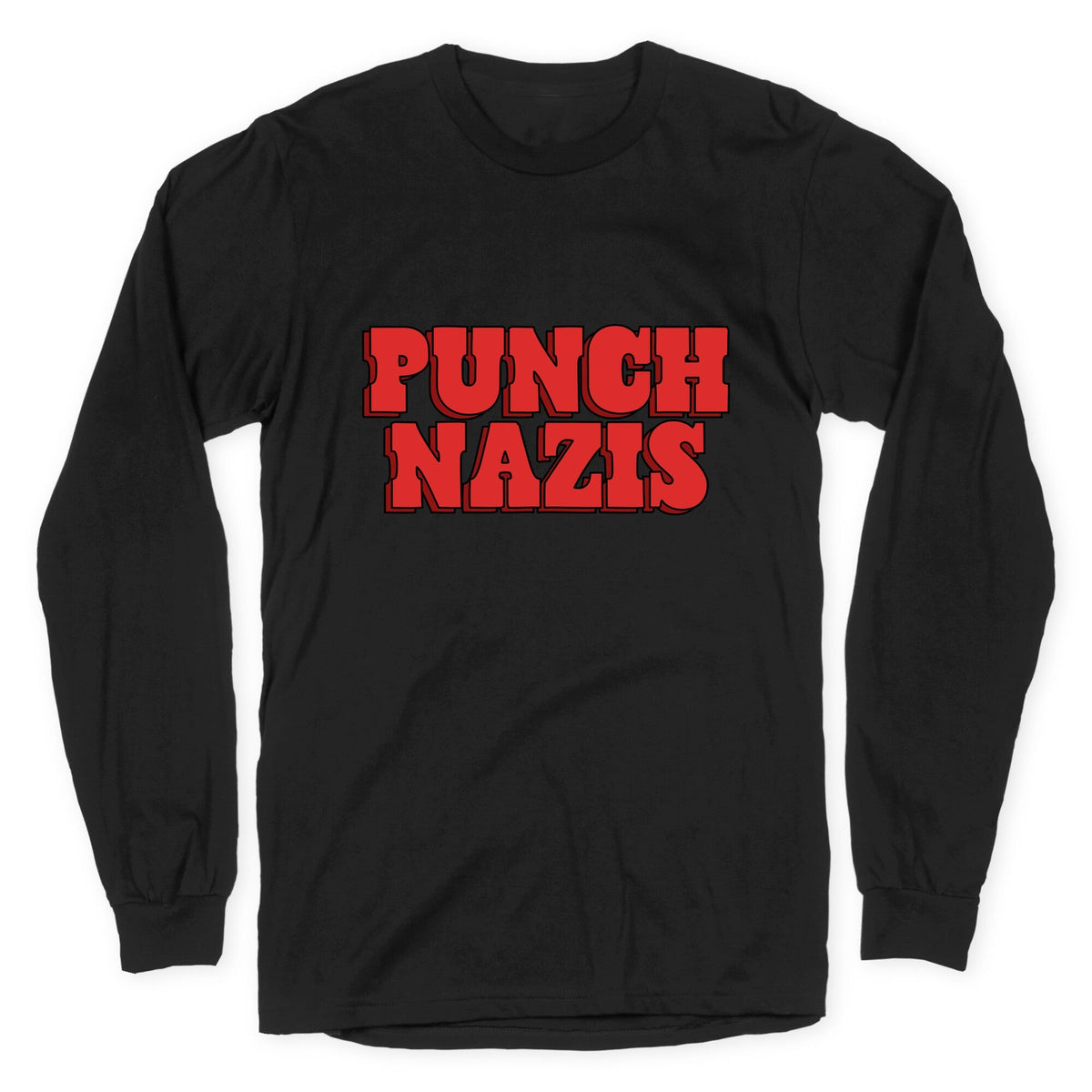 Punch Nazis Red Text Longsleeve Tee Unisex