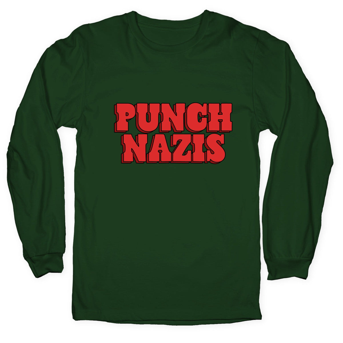 Punch Nazis Red Text Longsleeve Tee Unisex
