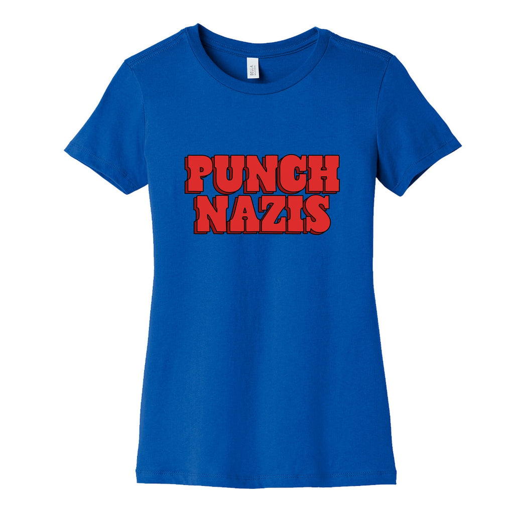 Punch Nazis Red Text Womens Cotton Tee Unisex