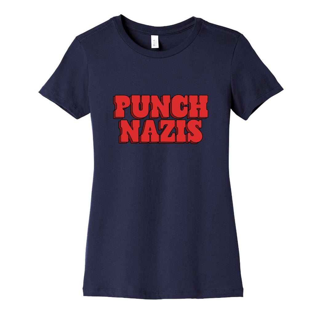 Punch Nazis Red Text Womens Cotton Tee Unisex