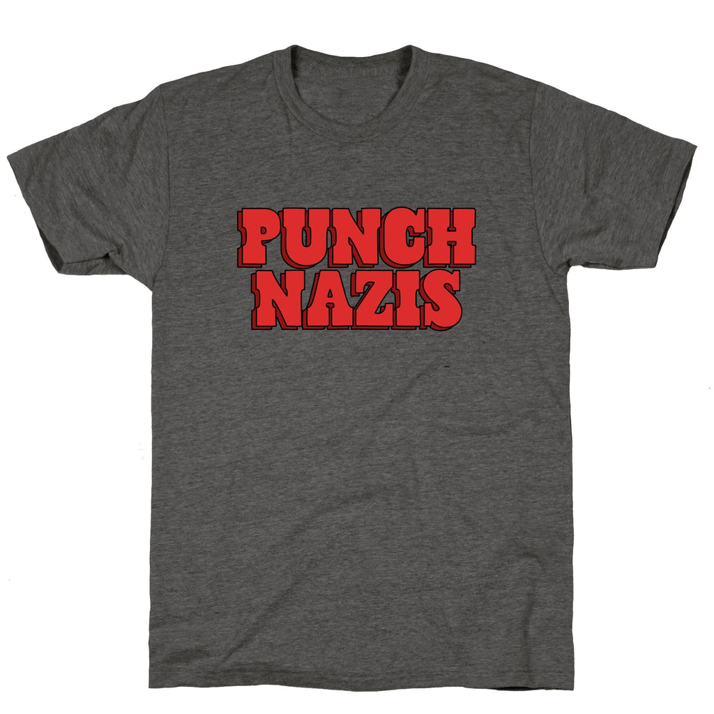 Punch Nazis Red Text Unisex Triblend Tee Unisex
