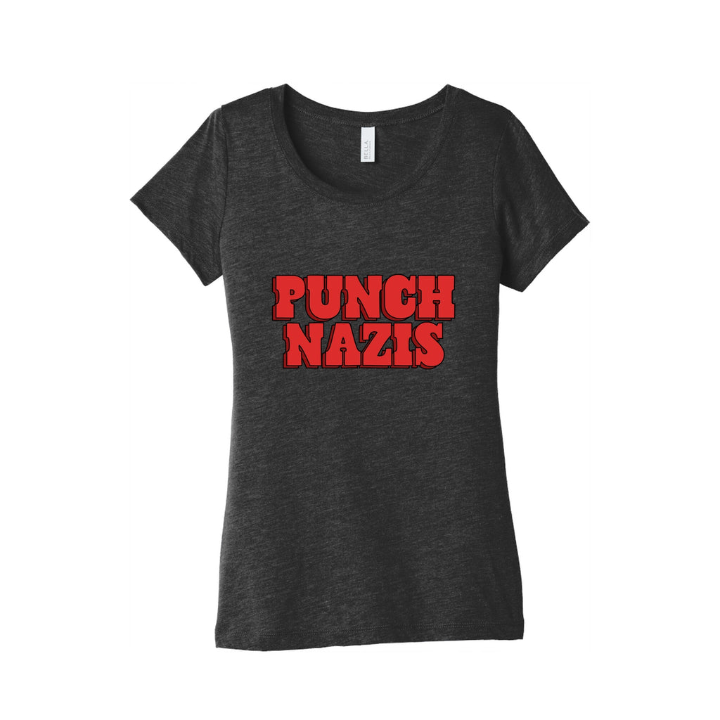 Punch Nazis Red Text Womens Triblend Tee Unisex