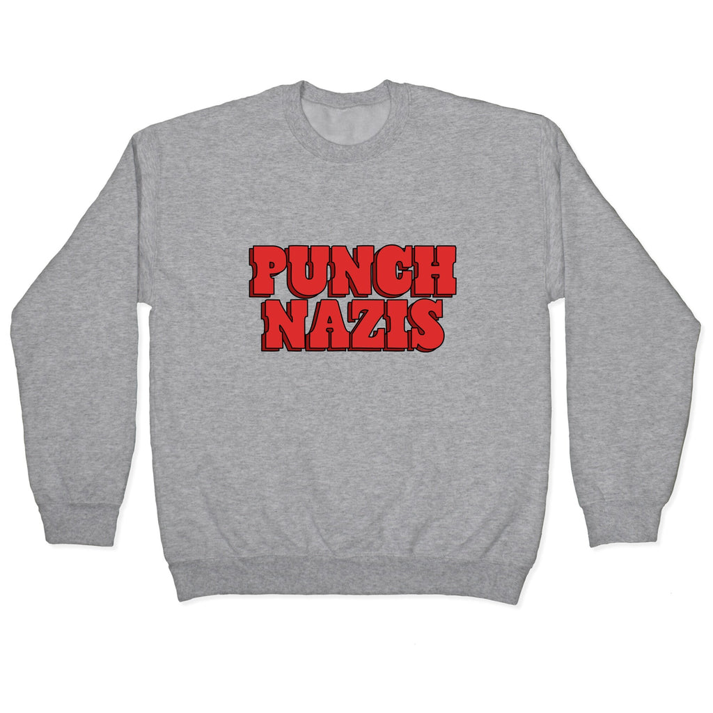 Punch Nazis Red Text Crewneck Unisex