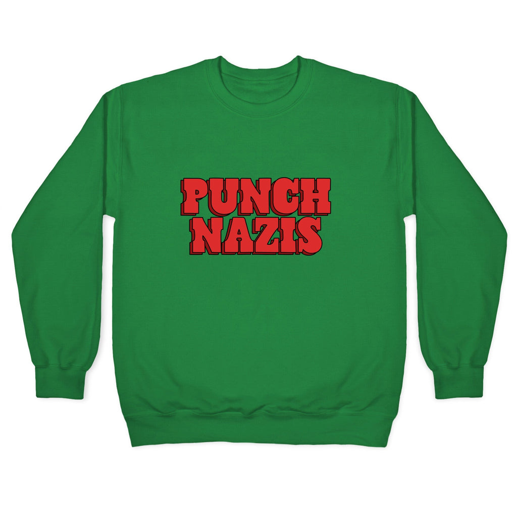 Punch Nazis Red Text Crewneck Unisex