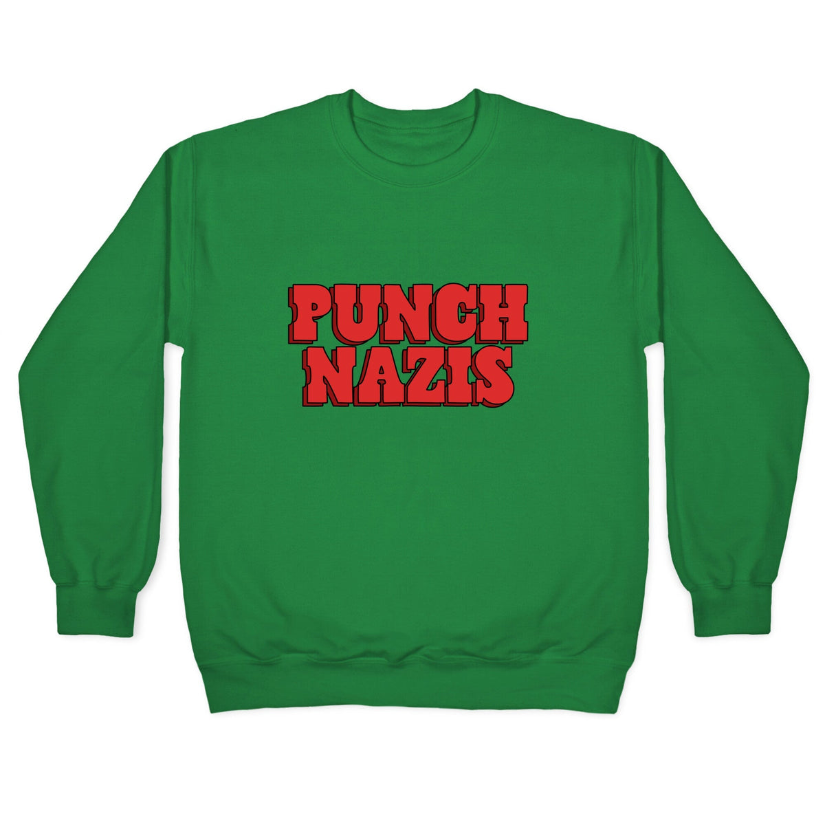 Punch Nazis Red Text Crewneck Unisex
