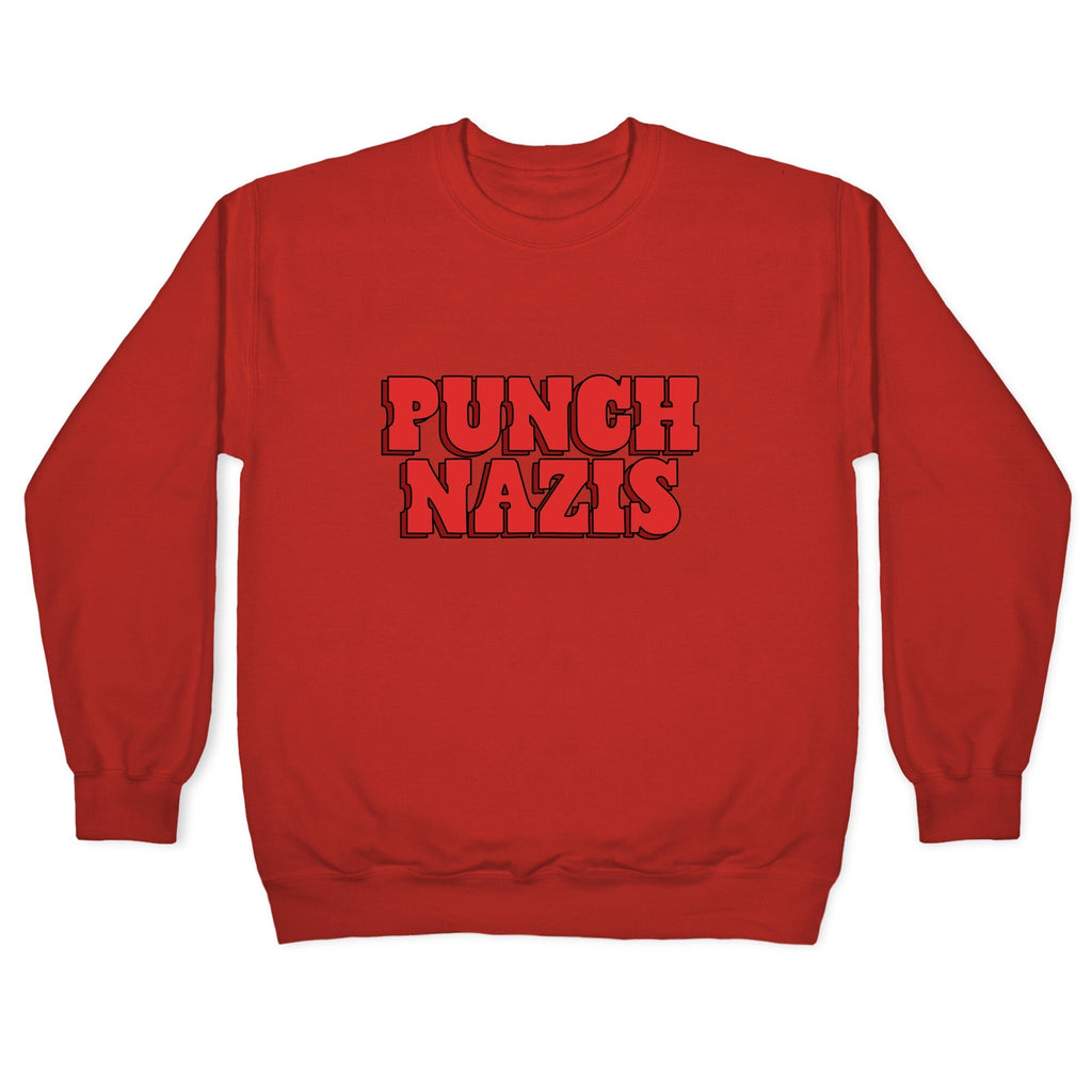 Punch Nazis Red Text Crewneck Unisex