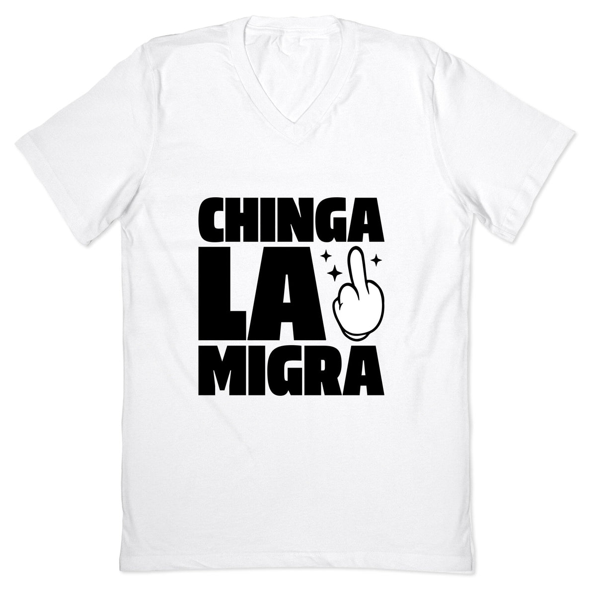Chinga La Migra Finger V-Neck Unisex