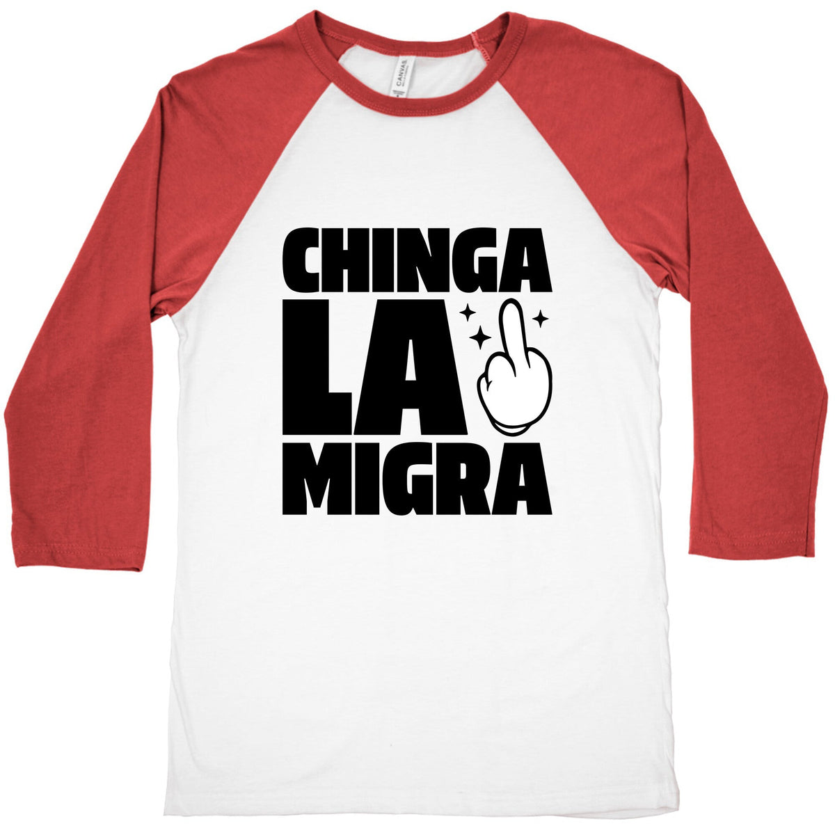 Chinga La Migra Finger Baseball Tee Unisex