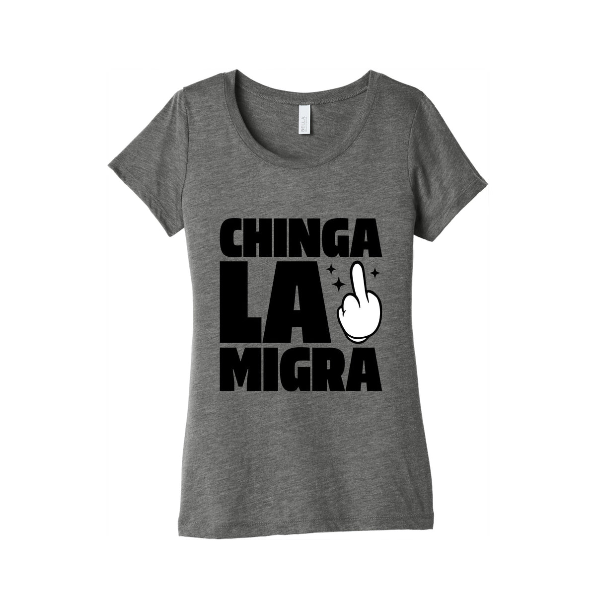 Chinga La Migra Finger Womens Triblend Tee Unisex