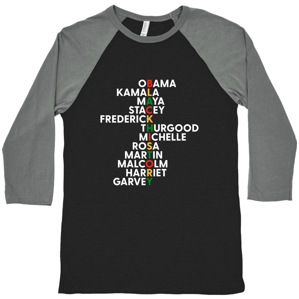 Black History Month Leaders Baseball Tee Unisex