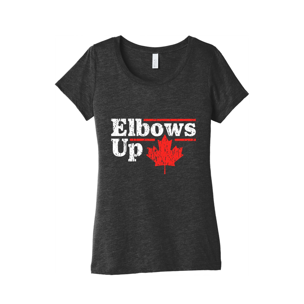 Elbows Up Canada Leaf Womens Triblend Tee Unisex