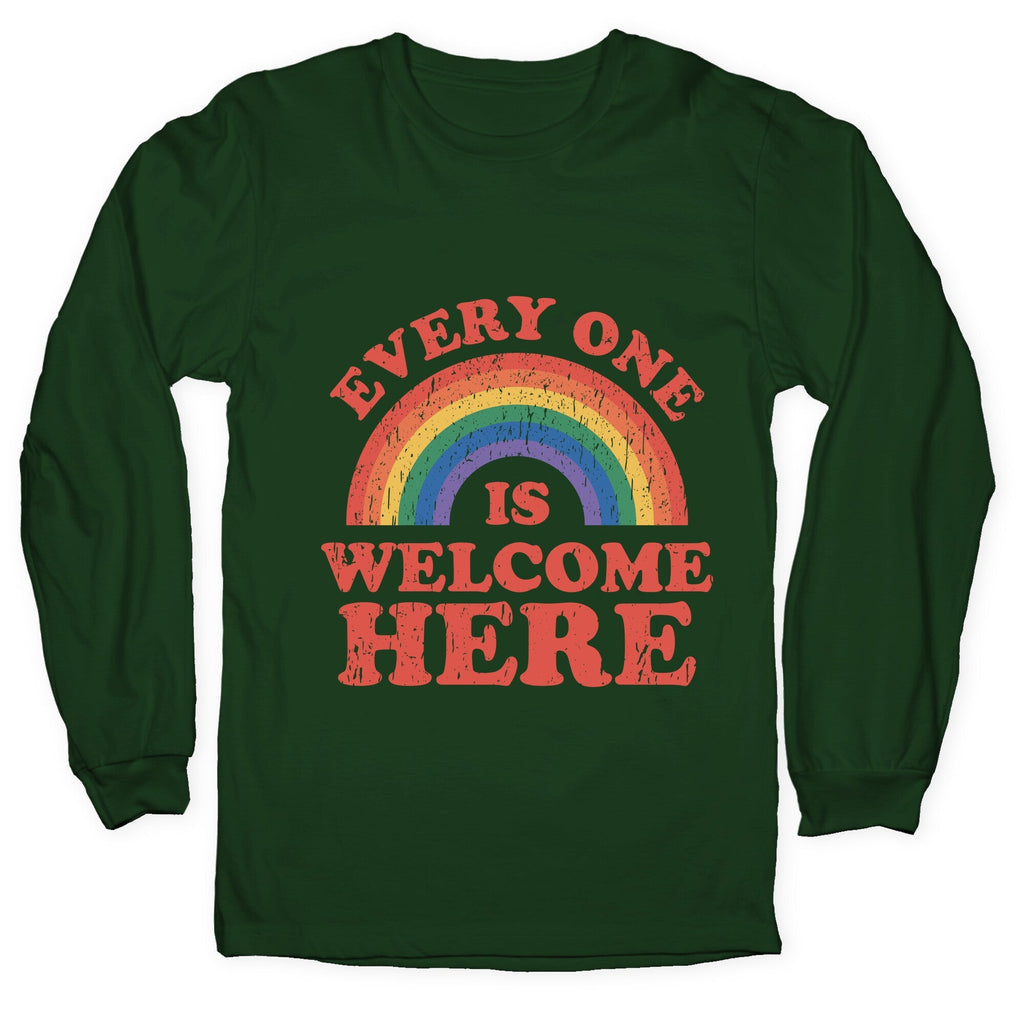 Everyone Is Welcome Here Rainbow Longsleeve Tee Unisex
