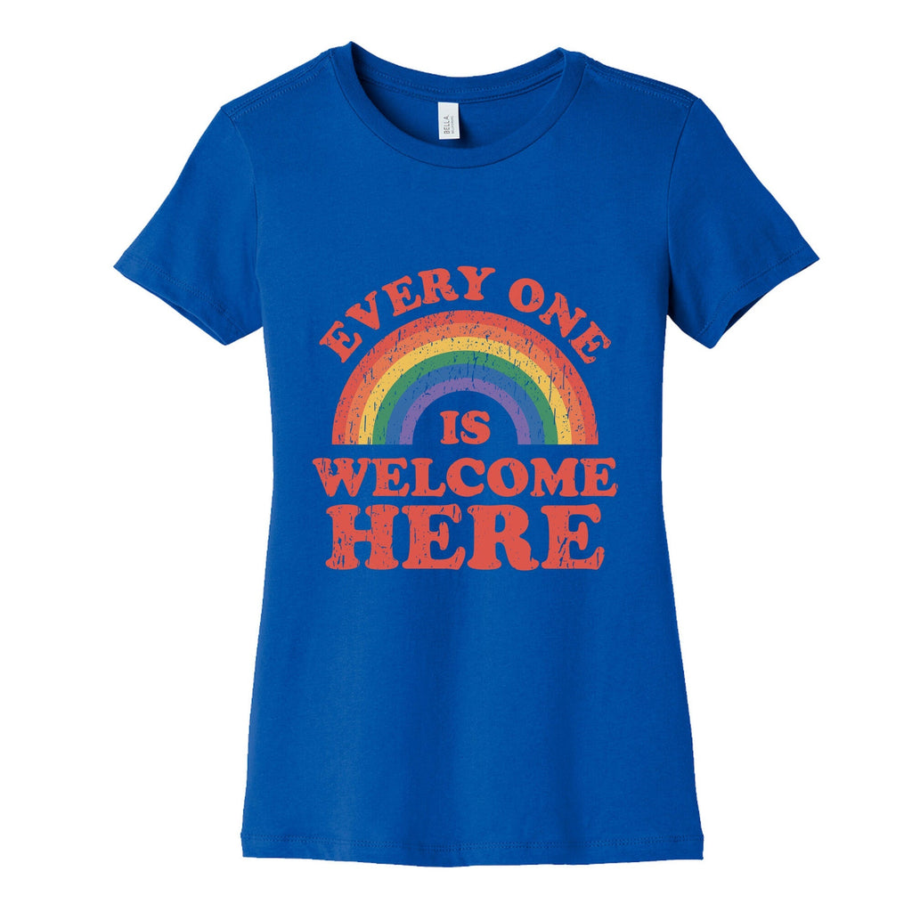 Everyone Is Welcome Here Rainbow Womens Cotton Tee Unisex