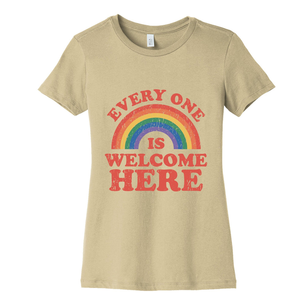 Everyone Is Welcome Here Rainbow Womens Cotton Tee Unisex