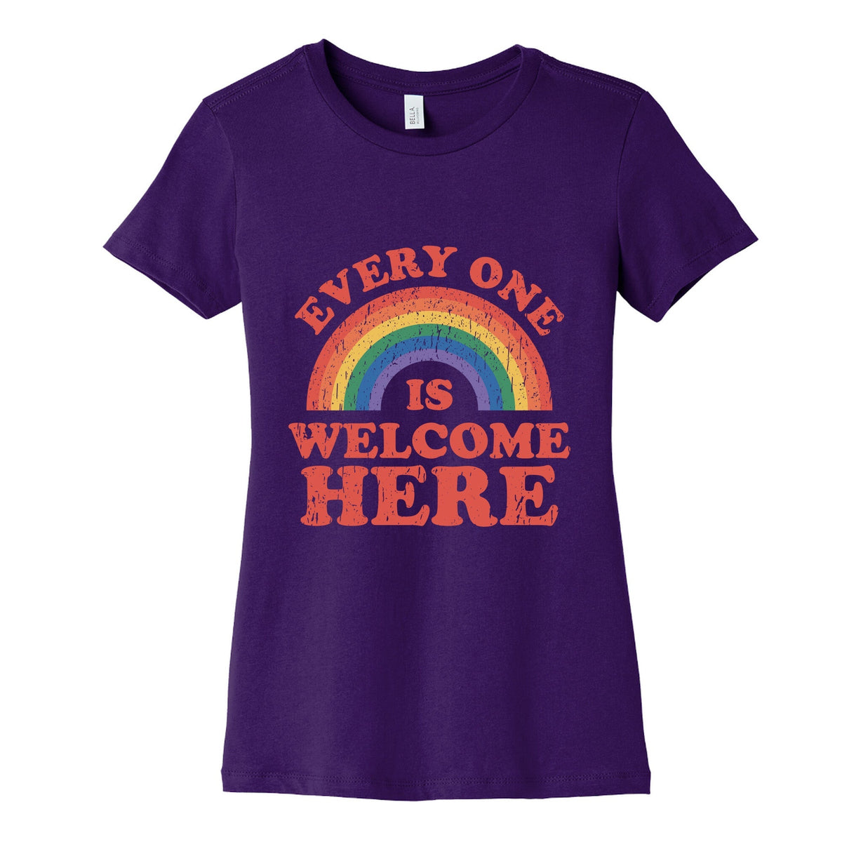 Everyone Is Welcome Here Rainbow Womens Cotton Tee Unisex
