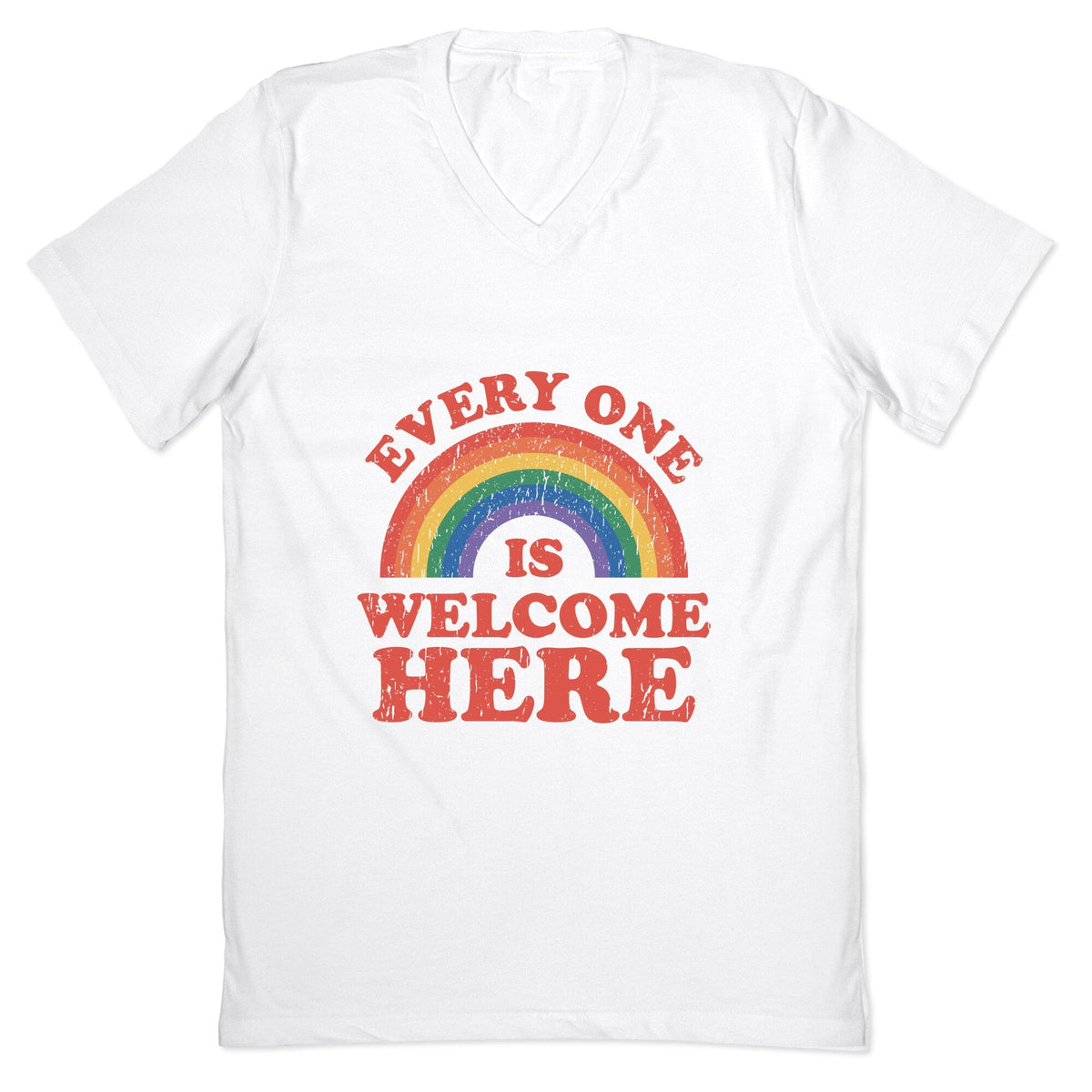 Everyone Is Welcome Here Rainbow V-Neck Unisex
