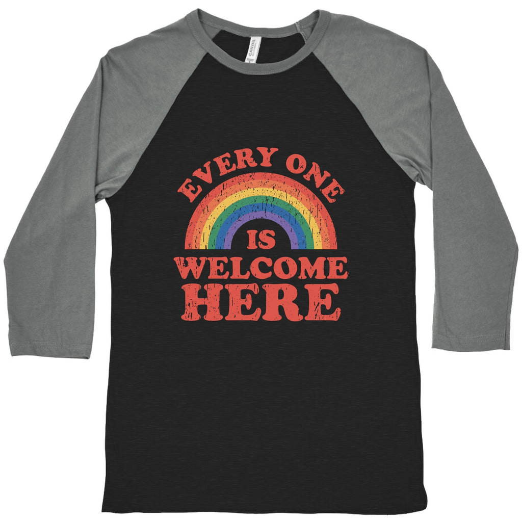 Everyone Is Welcome Here Rainbow Baseball Tee Unisex