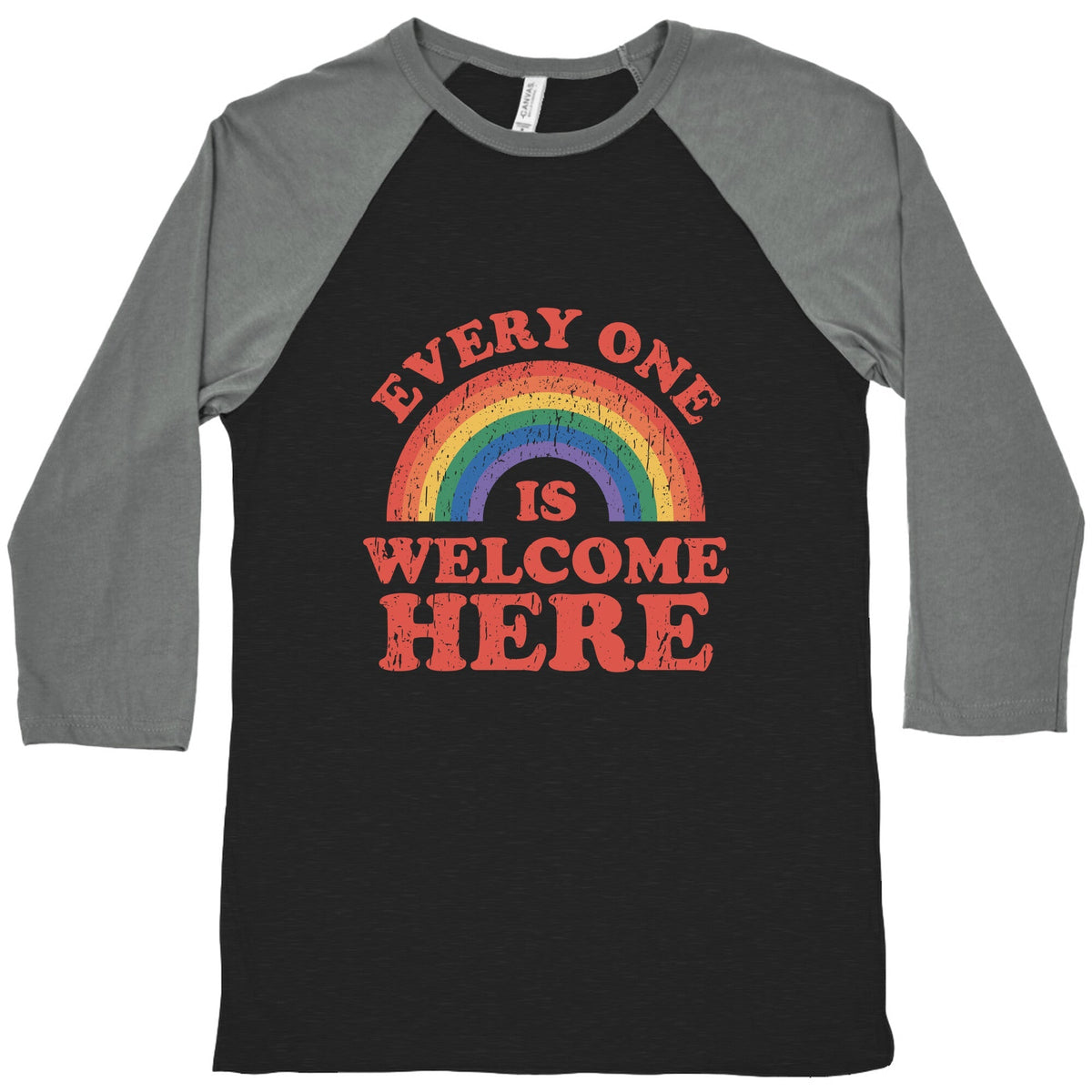Everyone Is Welcome Here Rainbow Baseball Tee Unisex