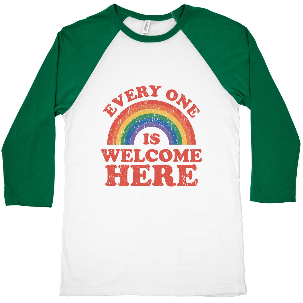 Everyone Is Welcome Here Rainbow Baseball Tee Unisex