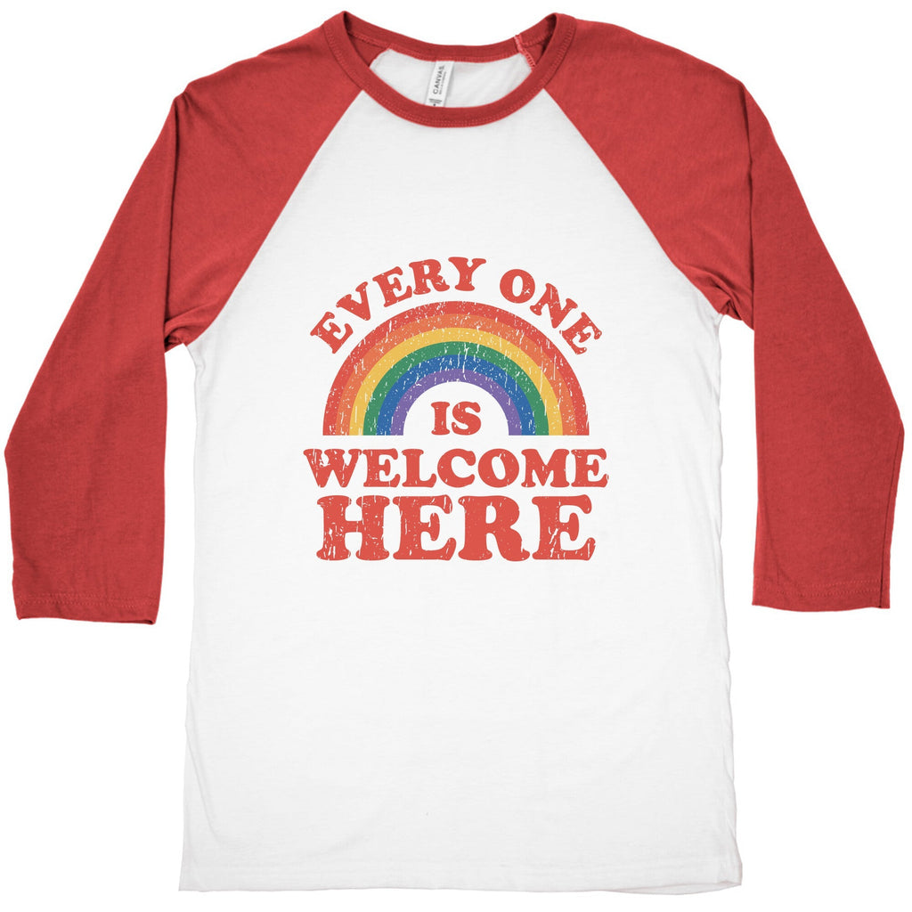 Everyone Is Welcome Here Rainbow Baseball Tee Unisex