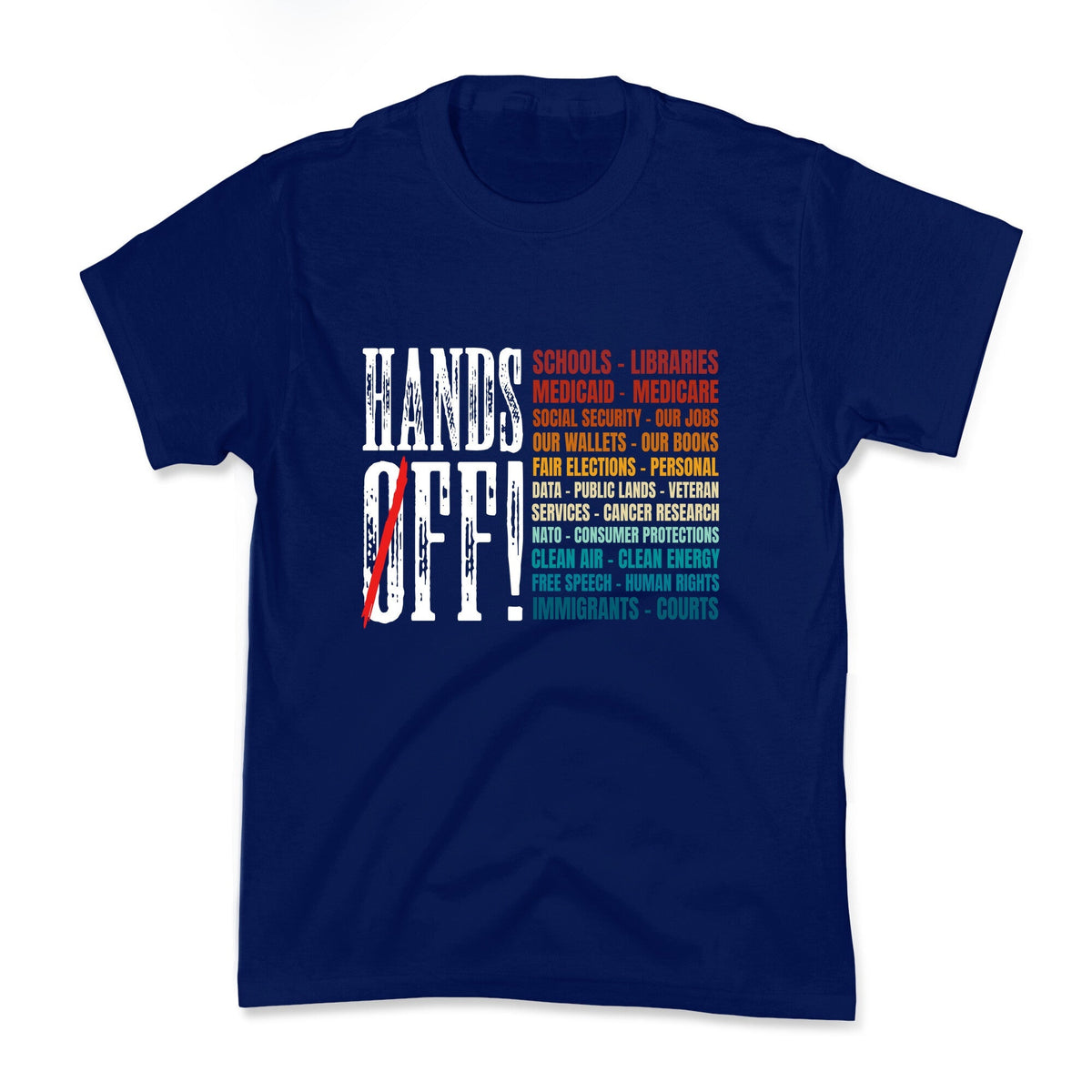 Hands Off Trump Protest Kids Tee Unisex