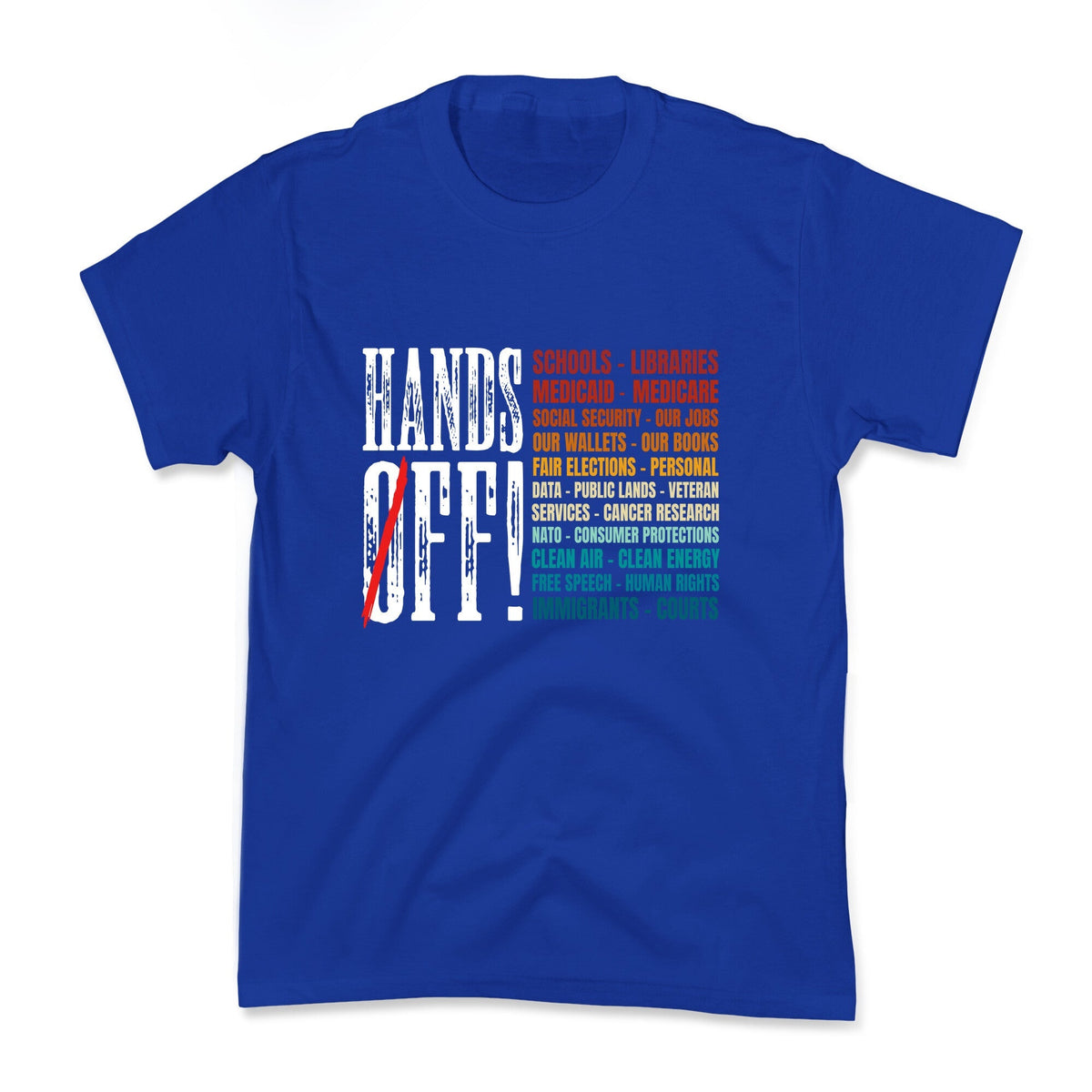 Hands Off Trump Protest Kids Tee Unisex