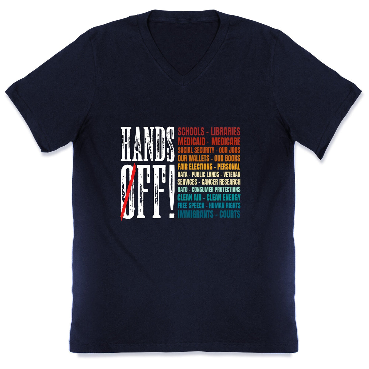 Hands Off Trump Protest V-Neck Unisex