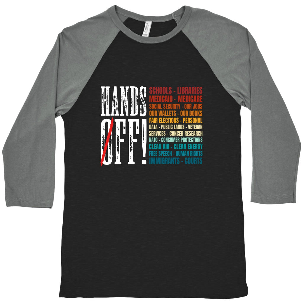 Hands Off Trump Protest Baseball Tee Unisex