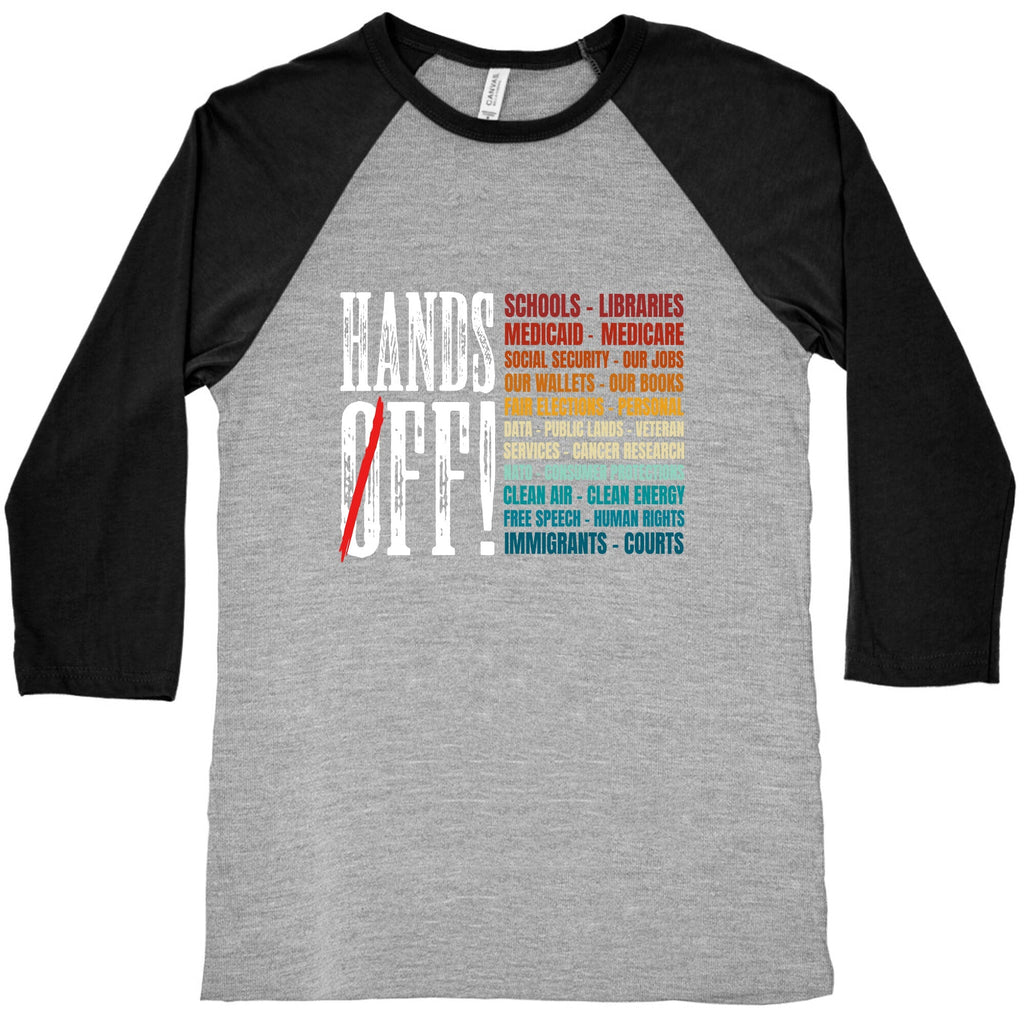 Hands Off Trump Protest Baseball Tee Unisex