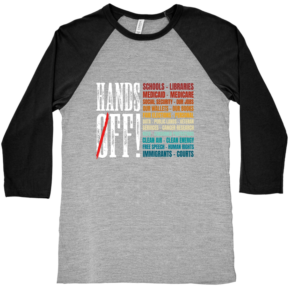 Hands Off Trump Protest Baseball Tee Unisex
