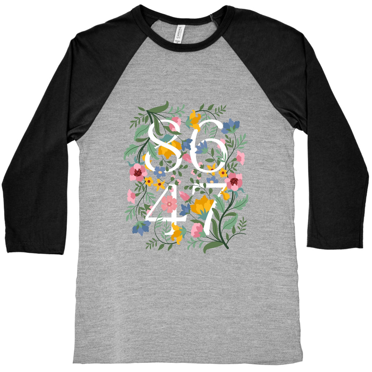 8647 Anti Trump Floral Baseball Tee Unisex