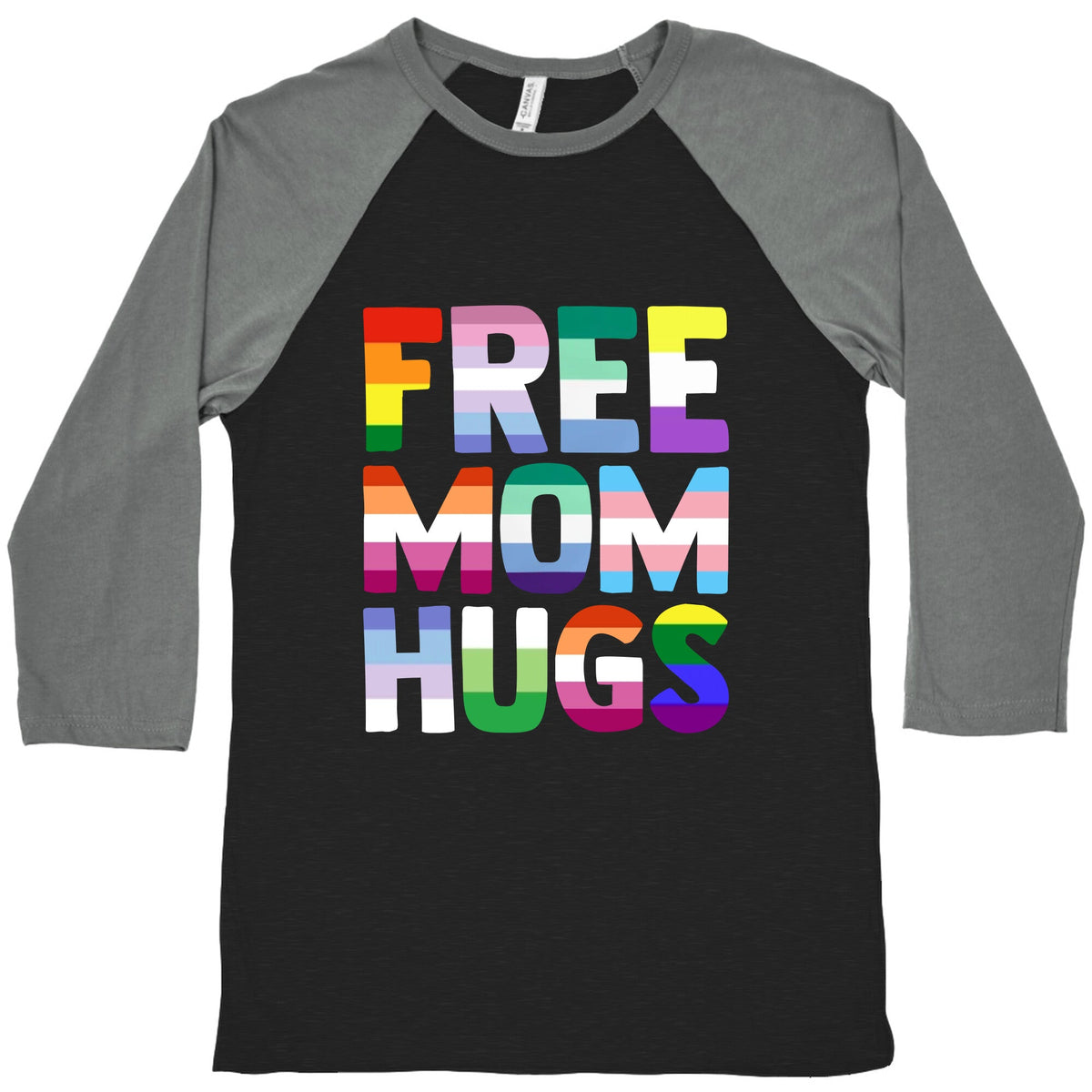 Free Mom Hugs Rainbow Baseball Tee Unisex
