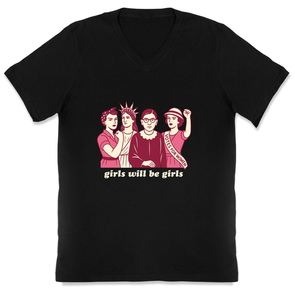 Girls Will Be Girls Fourth of July V-Neck Unisex