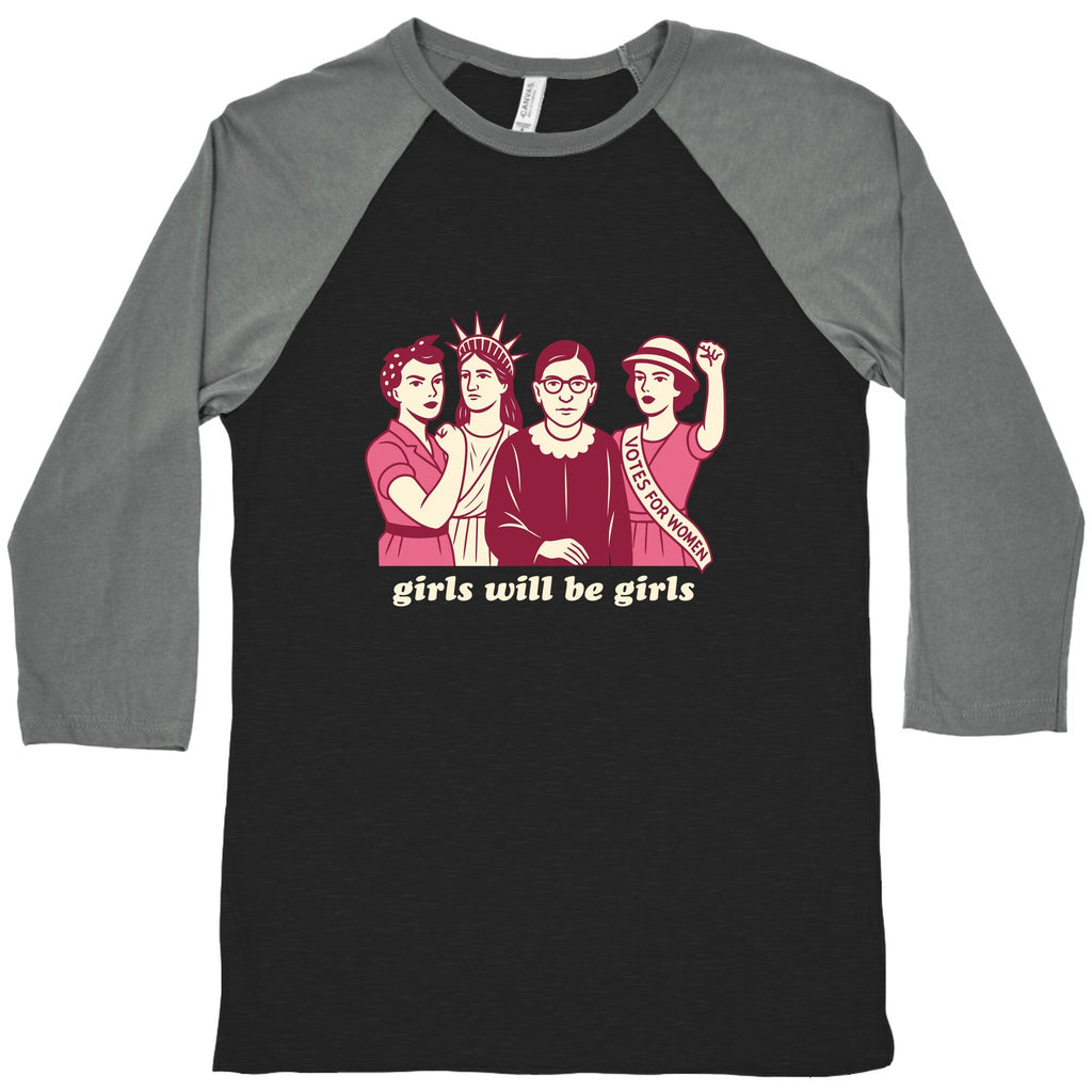 Girls Will Be Girls Fourth of July Baseball Tee Unisex