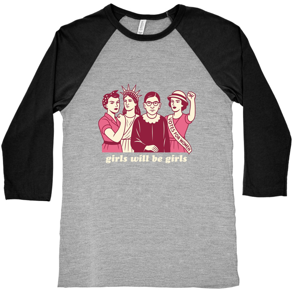 Girls Will Be Girls Fourth of July Baseball Tee Unisex