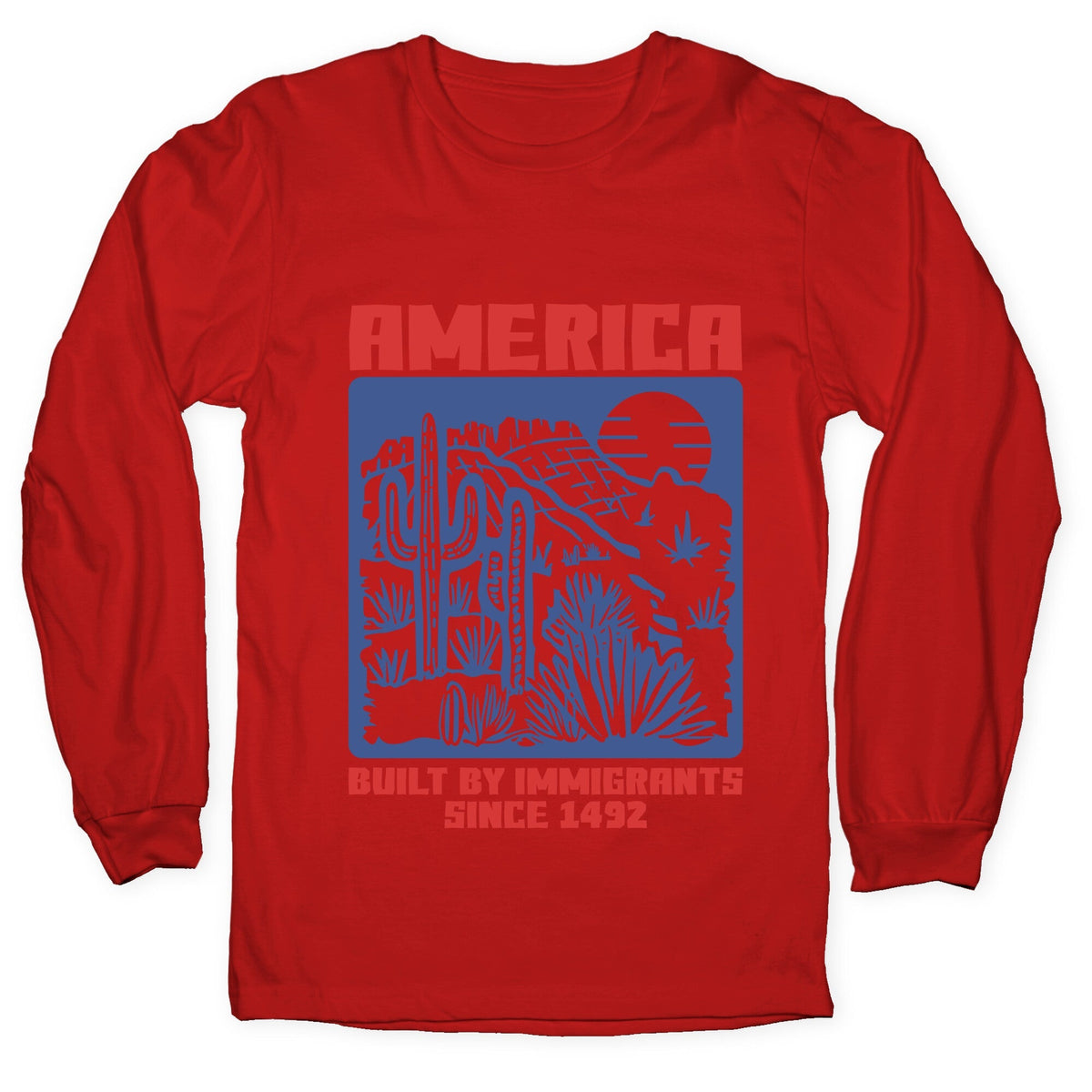 America Built By Immigrants July 4th Longsleeve Tee Unisex
