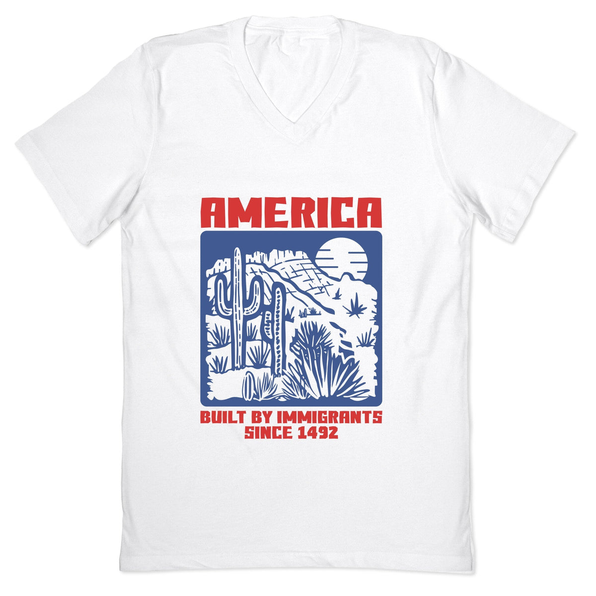 America Built By Immigrants July 4th V-Neck Unisex