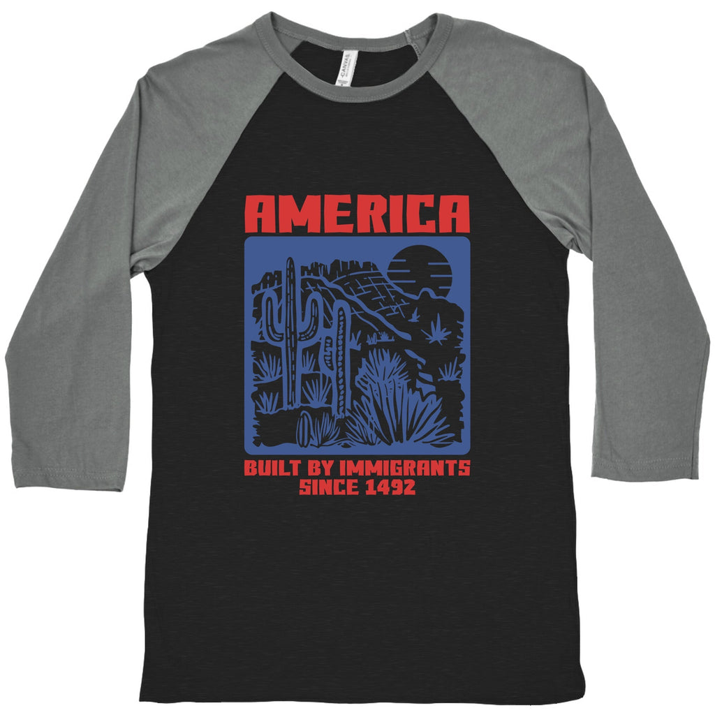 America Built By Immigrants July 4th Baseball Tee Unisex