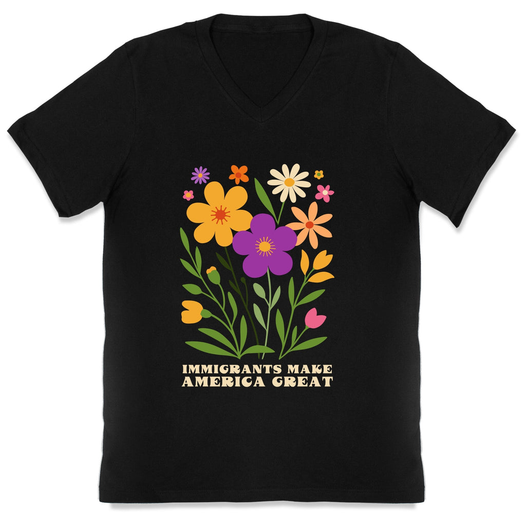 Immigrants Make America Great Floral V-Neck Unisex