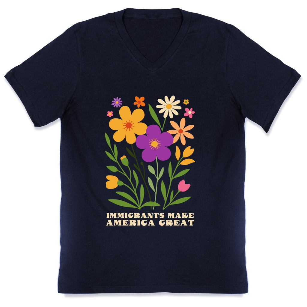 Immigrants Make America Great Floral V-Neck Unisex