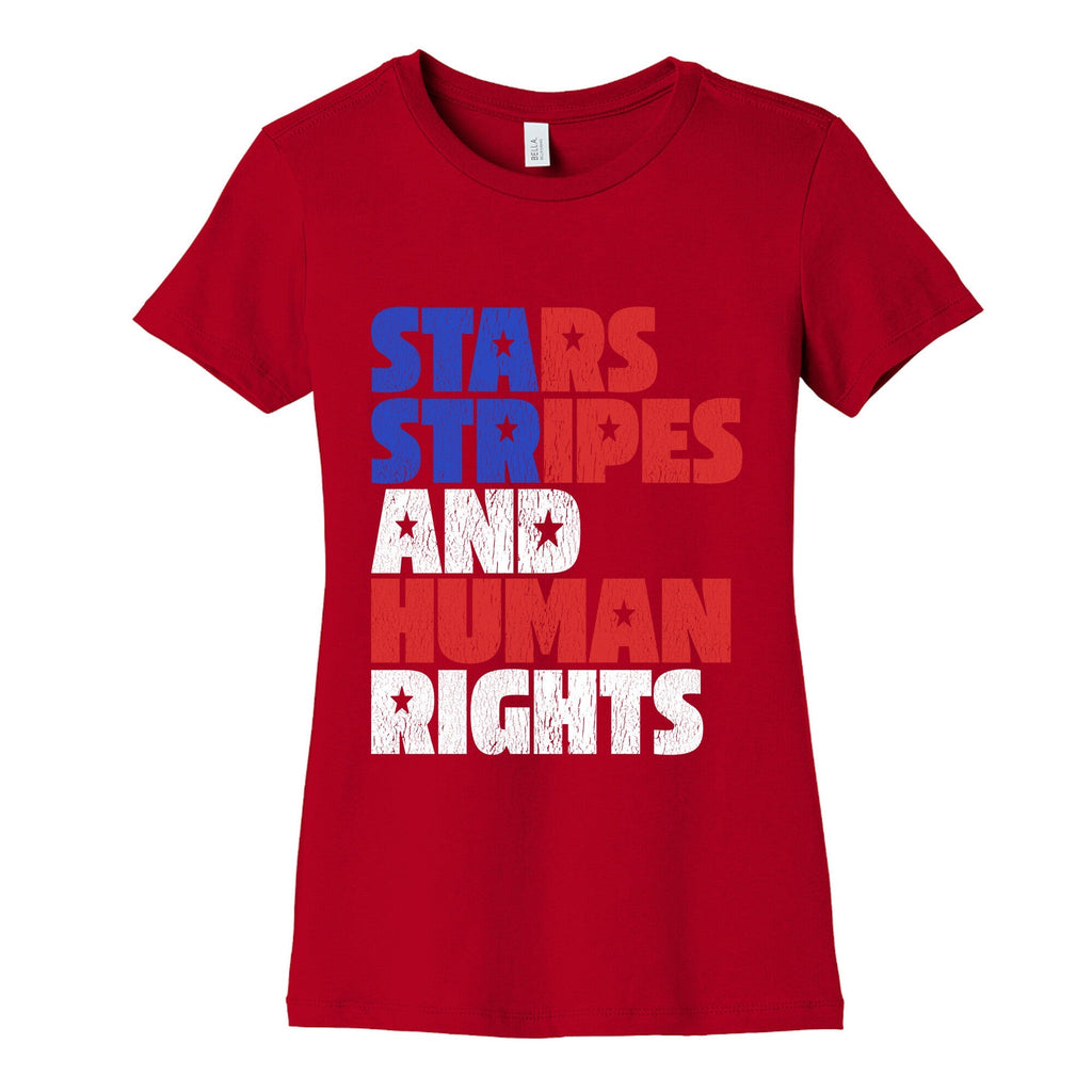 Starts Stripes Human Rights July 4th Womens Cotton Tee Unisex