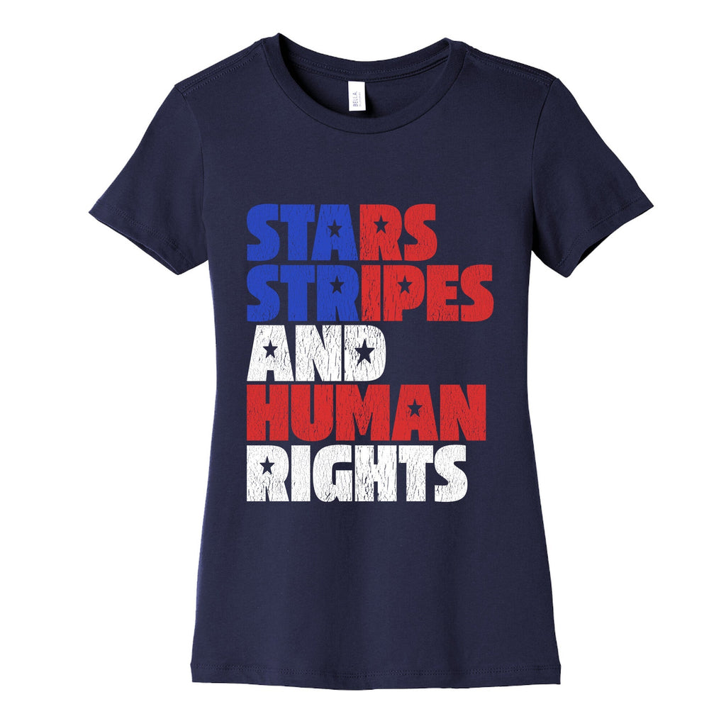 Starts Stripes Human Rights July 4th Womens Cotton Tee Unisex