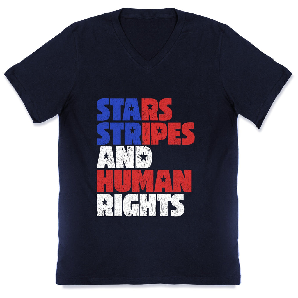 Starts Stripes Human Rights July 4th V-Neck Unisex